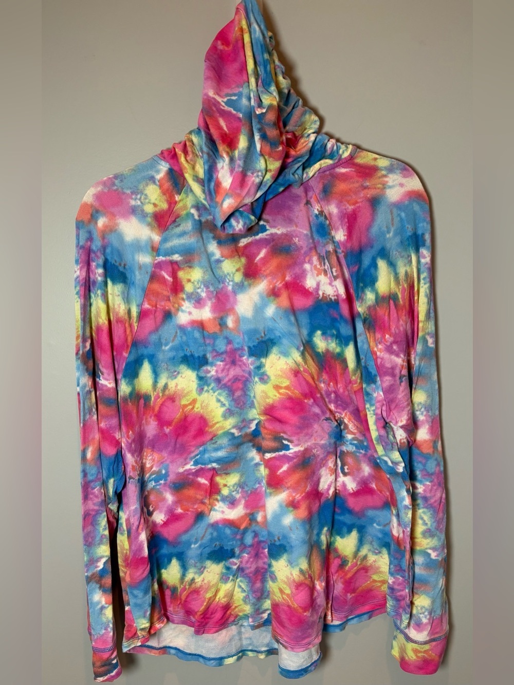 Koolaburra by UGG Tie Dye Hoodie Large Pink Blue Pullover Lounge - Picture 5 of 8
